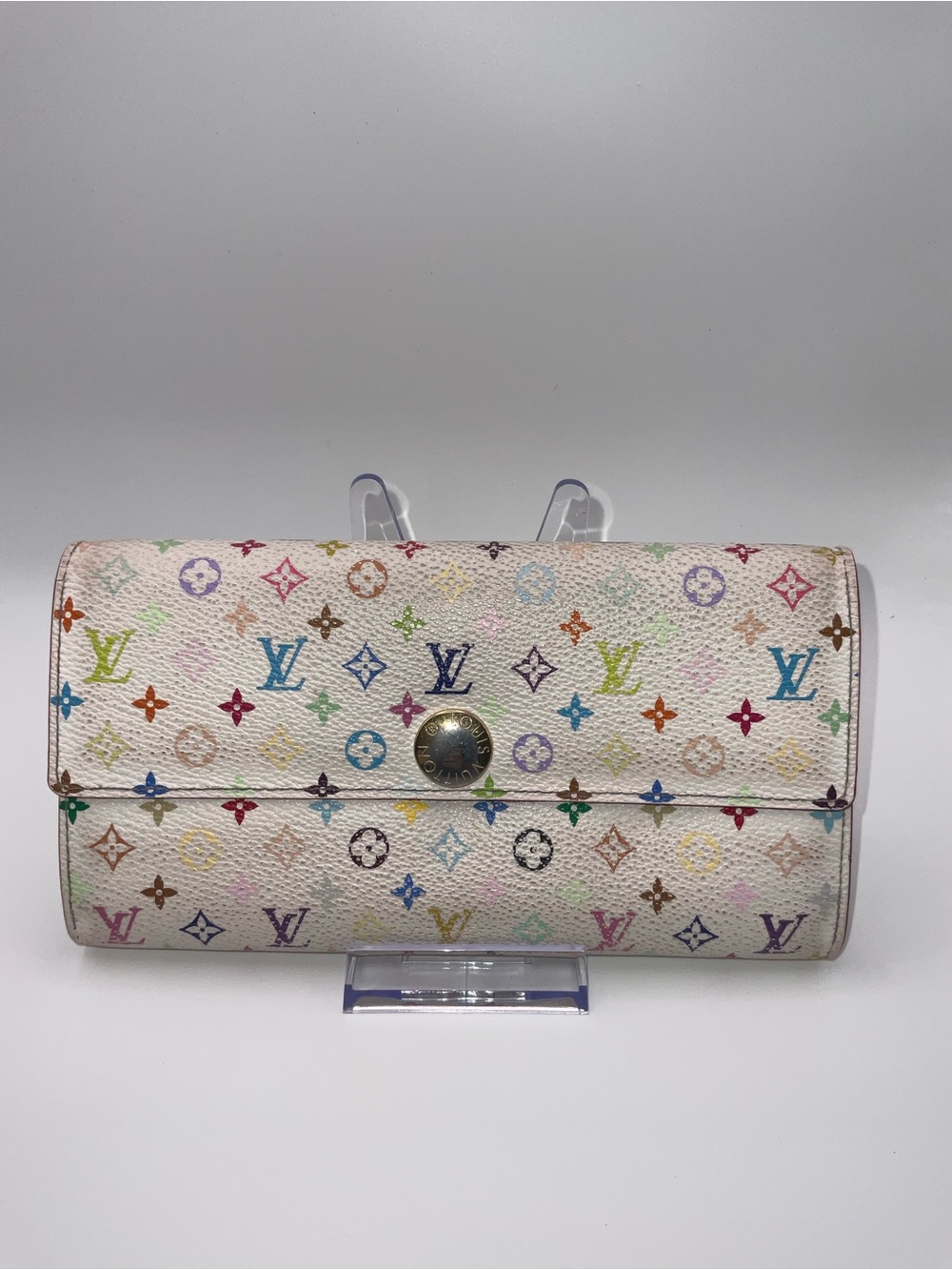 Louis Vuitton White Multicolor Monogram Snap Wallet